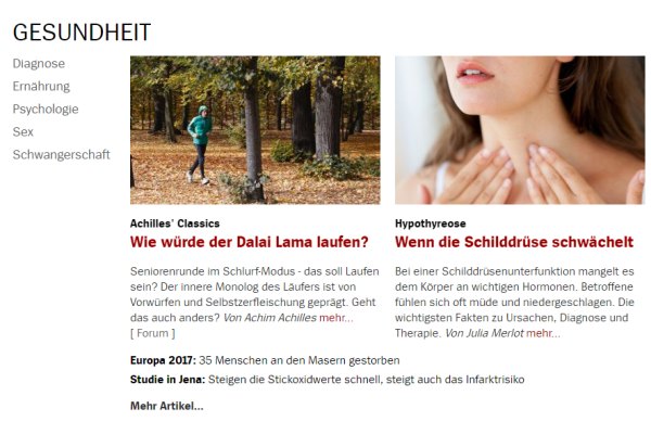 Schilddrüsenunterfunktion bei Spiegel Online